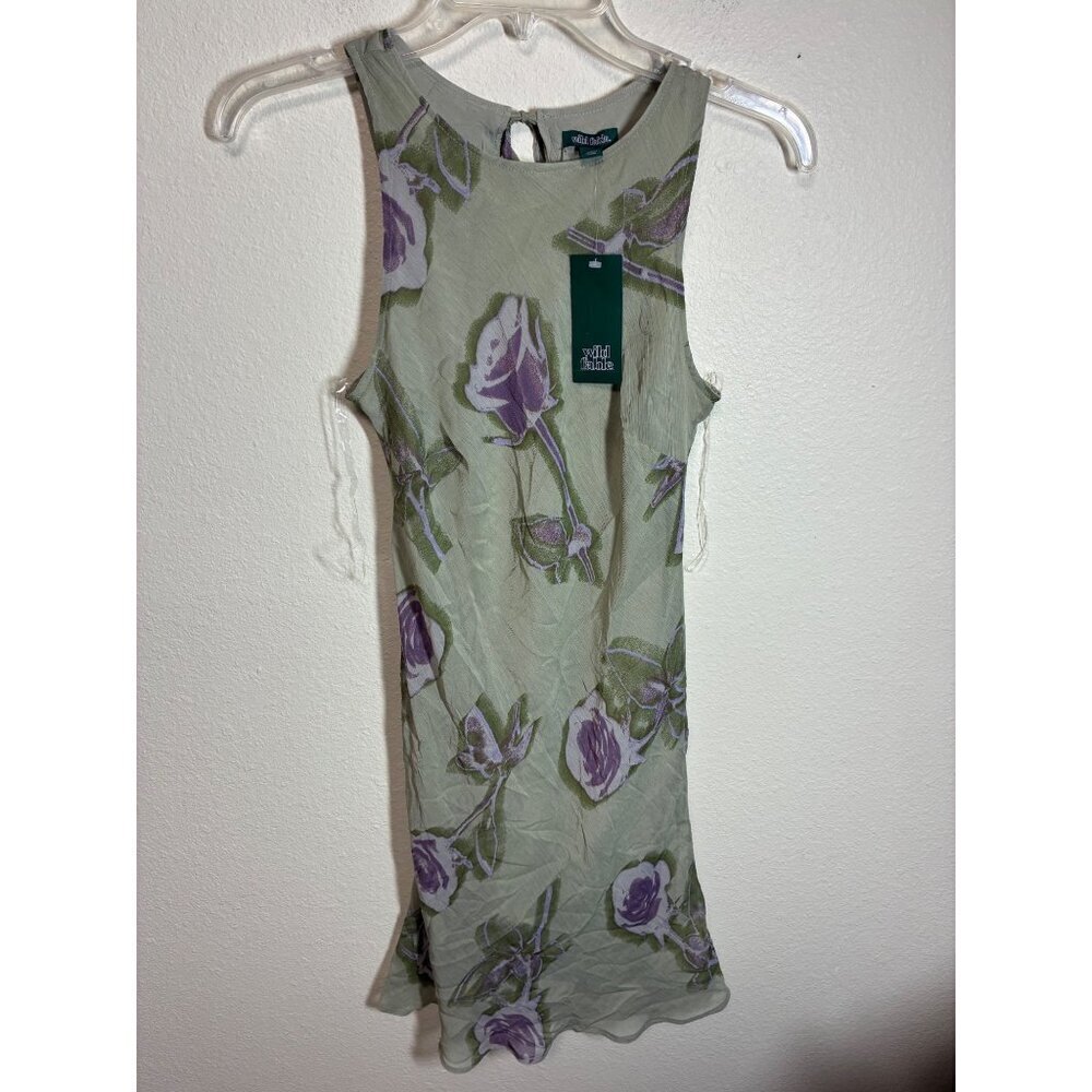 NWT Wild Fable Dress Retro Y2K Boho Floral Lined Green Size XXS